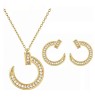 Collar Y Aretes Clavo Cristales Oro 14k Laminado Dorado