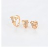 Aretes Huggies Y Anillo Oro Rosa Laminado Cristal Dama 6