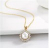 Collar Y Aretes Flor Perlas Rio Cristal Oro 14k Laminado
