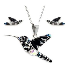 Collar y Aretes Colibrí Negro plata .925 Zvezda
