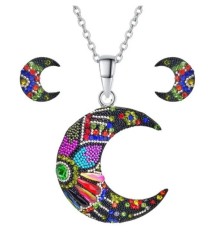 Collar y Aretes Luna Negra plata .925 Zvezda