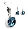 Collar y Aretes Cushion Azul Claro plata .925 Zvezda