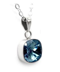 Collar y Aretes Cushion Azul Claro plata .925 Zvezda