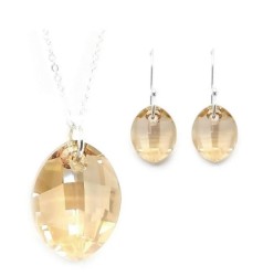 Collar y aretes Pure Leaf amarillo con plata .925 Zvezda