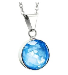 Collar y aretes Round Stone Azul claro con plata .925 Zvezda