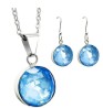 Collar y aretes Round Stone Azul claro con plata .925 Zvezda