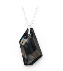 Collar y aretes De Art gris oscuro con plata .925 Zvezda