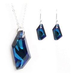 Collar y aretes De Art azul marino con plata .925 Zvezda