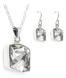 Collar y aretes Fancy cristal con plata .925 Zvezda