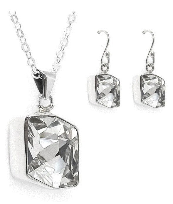 Collar y aretes Fancy cristal con plata .925 Zvezda