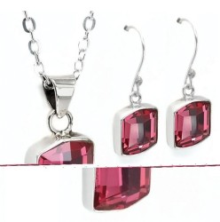 Collar y aretes Fancy rosa con plata .925 Zvezda