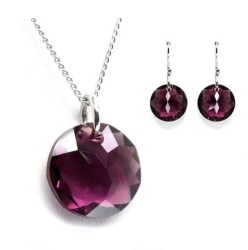Collar y aretes Classic morado con plata .925 Zvezda