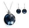 Collar y aretes Classic azul oscuro con plata .925 Zvezda