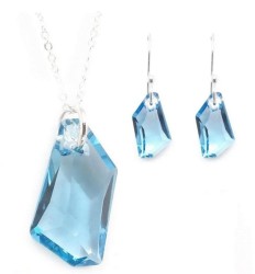 Collar y aretes De Art azul claro con plata .925 Zvezda