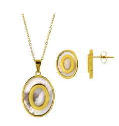 Set Ocean Heart, Acero inoxidable, Tono amarillo, 18K, OH16-318