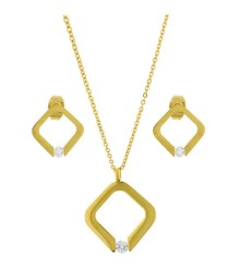 Set Ocean Heart, Acero inoxidable, Tono amarillo, 18K, OH16-319