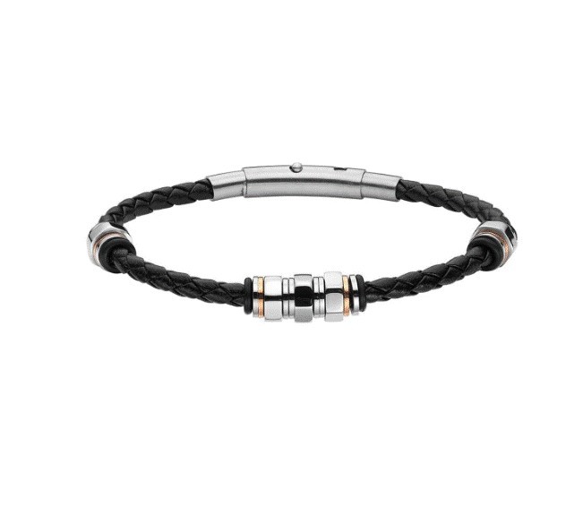 Pulsera Enso Piel Genuina Para Hombre EMB149B Color Negro