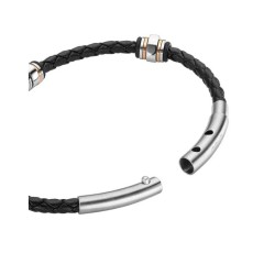 Pulsera Enso Piel Genuina Para Hombre EMB149B Color Negro