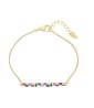 Pulsera Dama Con Cristales Multicolor Oro 14K Laminado Dorado