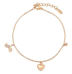 Pulsera Dama Dije Amor Corazon Cristales Oro 18K Laminado Dorado