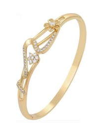 Pulsera Brazalete Flores Pensamiento Cristales Oro 14K Laminado Dorado