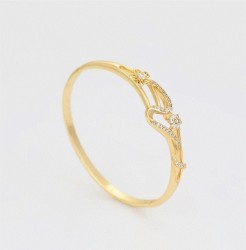 Pulsera Brazalete Flores Pensamiento Cristales Oro 14K Laminado Dorado