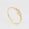 Pulsera Brazalete Flores Pensamiento Cristales Oro 14K Laminado Dorado