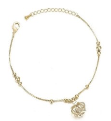 Pulsera Corona Queen Princess Cristal Oro 14k Laminado Dorado 20 cm