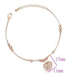 Pulsera Corona Queen Princess Cristal Oro 14k Laminado Rosa 20 cm
