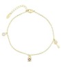 Pulsera Esclava Cristales Dijes Oro 14k Laminado