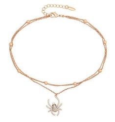 Tobillera Dije Araña Cristales Dama Oro 18k Laminado