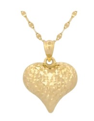 Cadena Gargantilla Corazon Facetado 1.3 cm Oro Amarillo 10k