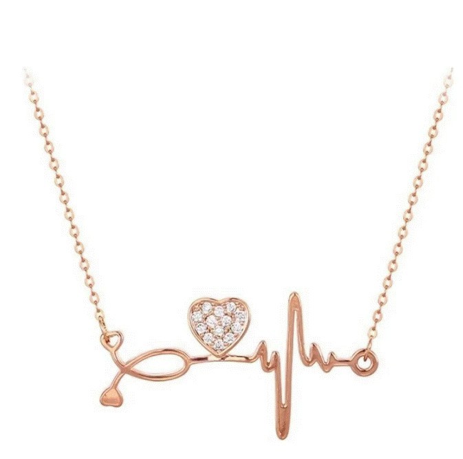 Collar Electro Doctor Cristal Oro 14k Laminado Rosa