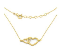 Cadena Gargantilla Corazones Enlazados Oro Sólido 10k