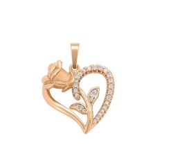 Collar Corazón Flor Rosa Cristales Oro 18k Laminado Dorado