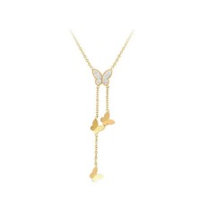 Collar Dama Mariposas Cristales Austriacos Oro 14K Laminado Dorado