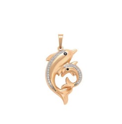 Collar Para Mamá Delfines Cristales Oro 18K Laminado Dorado