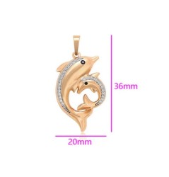 Collar Para Mamá Delfines Cristales Oro 18K Laminado Dorado