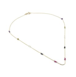 Cadena Con Zirconias Colores Oro Sólido 10k