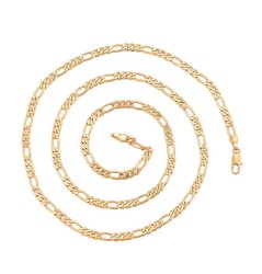 Cadena Unisex Figaro 4 MM de Grosor 50 cm Largo Oro 18K Lam Dorado