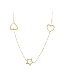 Collar Corazón y Estrella para Dama De Oro 14K Laminado Dorado