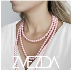 Set Collar Perlas Triple Aretes Zvezda Plata 0.925 Mujer Rosa claro