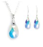 Set Collar Dije Aretes Corte Leaves Zvezda Plata 0.925 Mujer Violeta