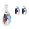 Set Collar Dije Aretes Corte Leaves Zvezda Plata 0.925 Mujer Violeta