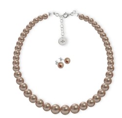Set Collar Creciente Perlas Cristal Zvezda Plata 0.925 Mujer Dorado
