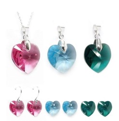 Set Collar Dijes Aretes Corte Heart Zvezda Plata 0.925 Mujer Rosa claro