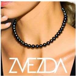 Set Collar Extensión Aretes Poste Zvezda Plata 0.925 Mujer Negro