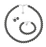 Set Collar Aretes de Poste Pulsera Zvezda Plata 0.925 Mujer Negro