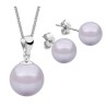 Set Collar Dije Perla Aretes Poste Zvezda Plata 0.925 Mujer Lila