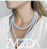 Set Collar Perlas Triple Aretes Zvezda Plata 0.925 Mujer Azul